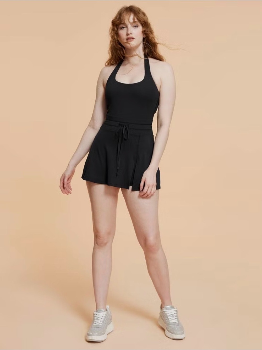 Blogilates Women's Game Set Match Halter Active Dress, Black, Sz Small NWT
